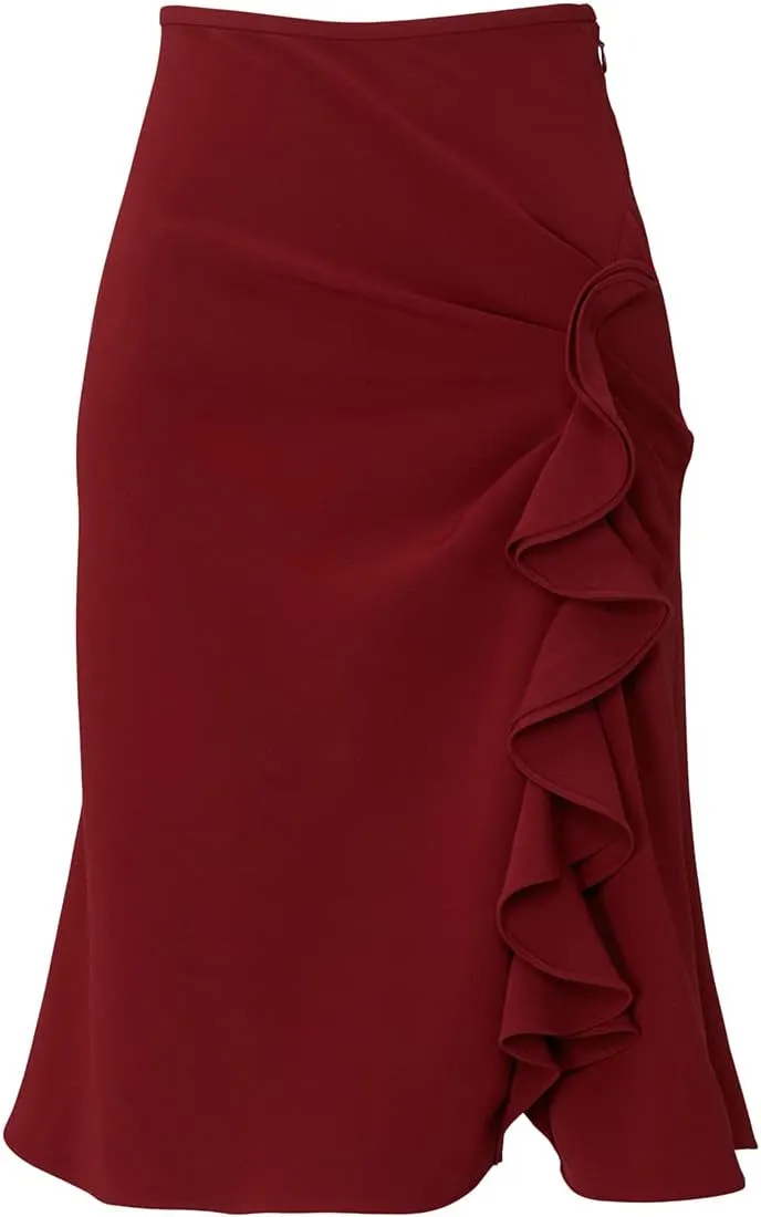 Rent The Runway Pre-Loved Red Ruffle Side Slit Skirt