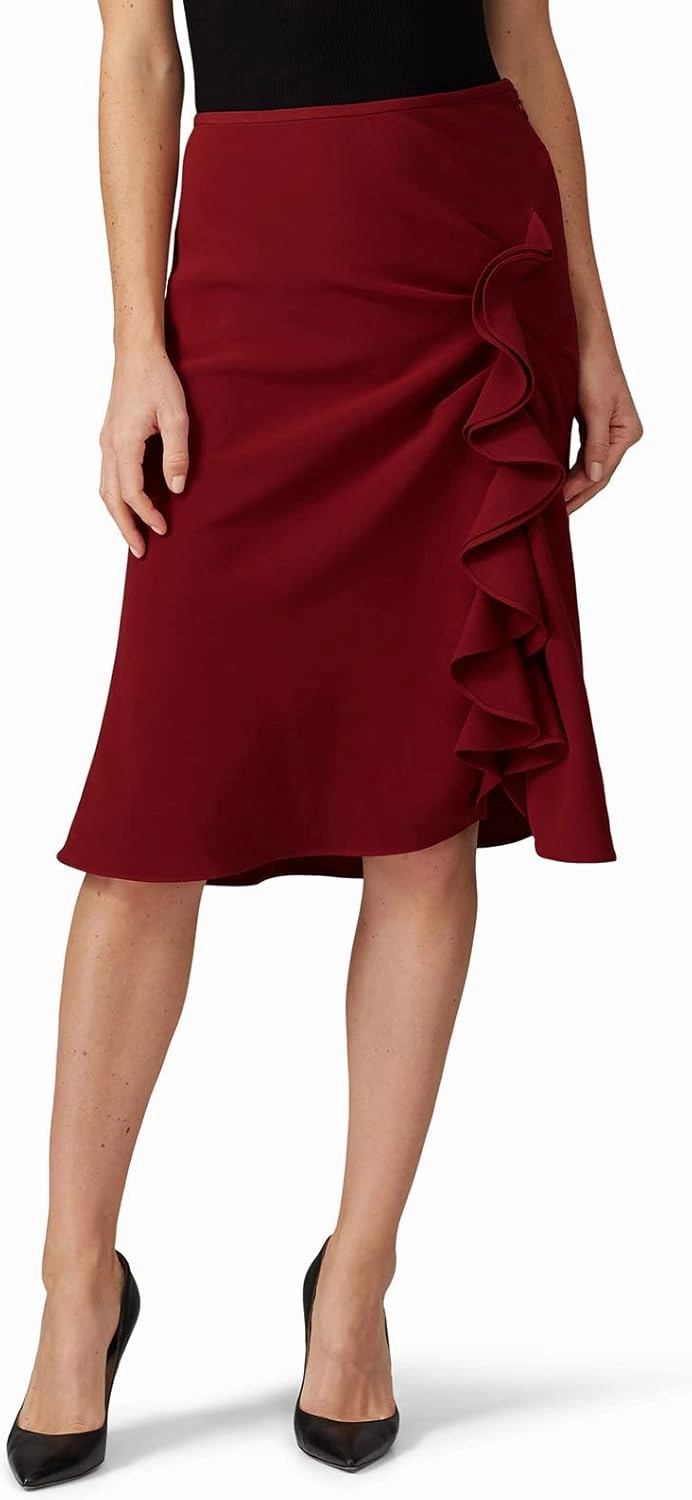 Rent The Runway Pre-Loved Red Ruffle Side Slit Skirt