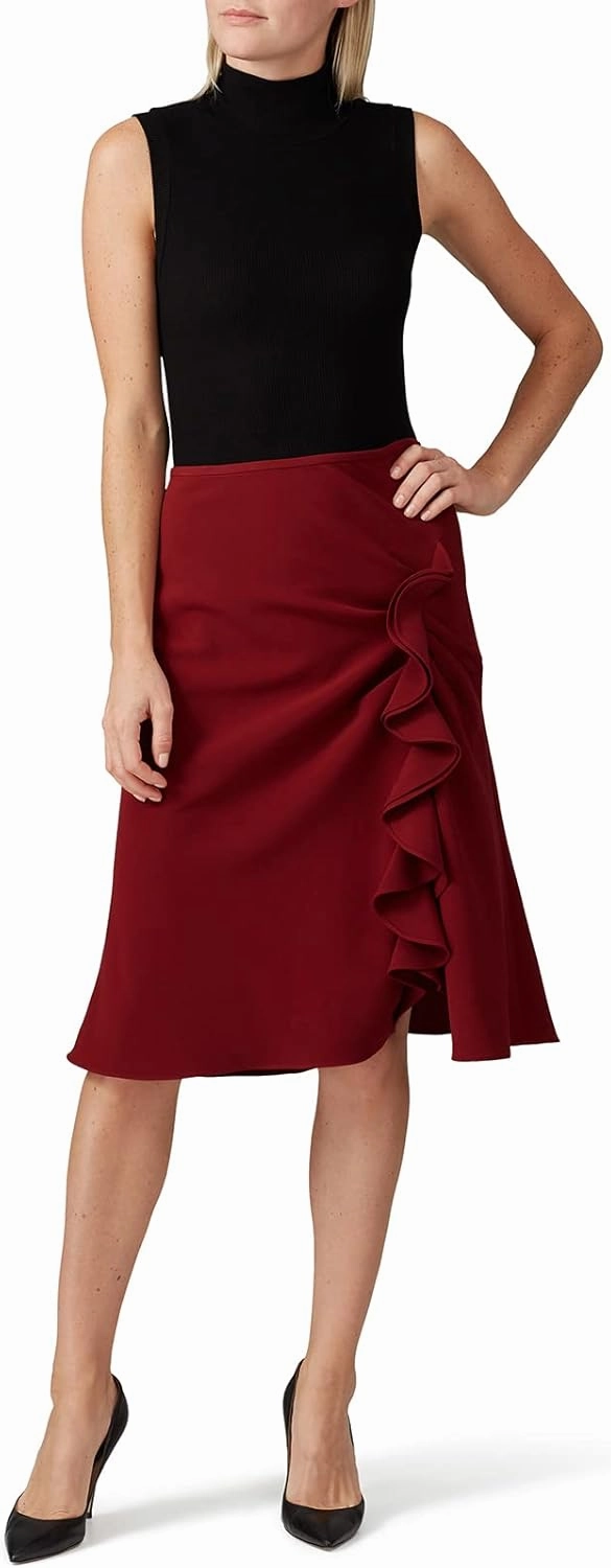 Rent The Runway Pre-Loved Red Ruffle Side Slit Skirt