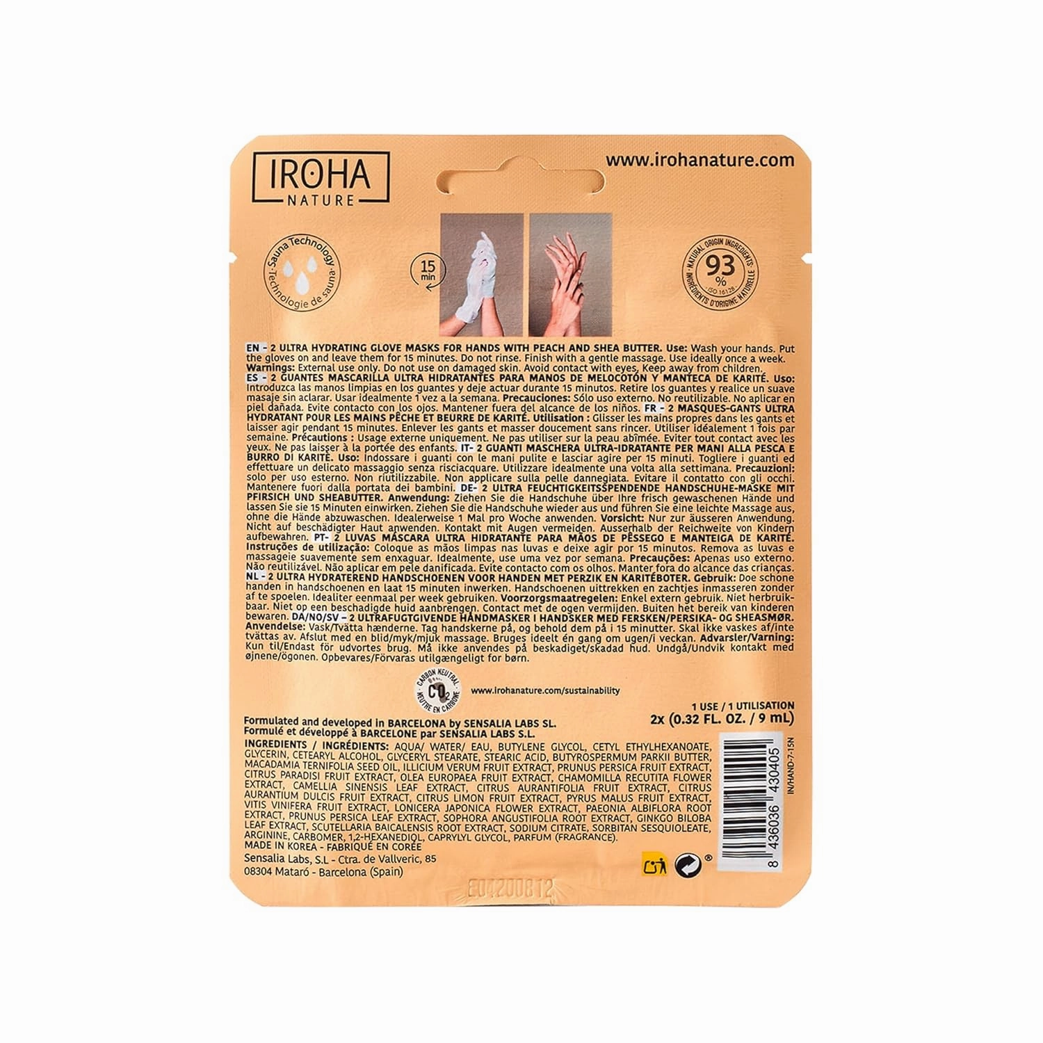 Repairing Hand Mask Gloves | 4 Pairs | Peach & Shea Butter | Hydration & Repair for Damaged & Cracked Hands | Vegan & 93% Natural Ingredients