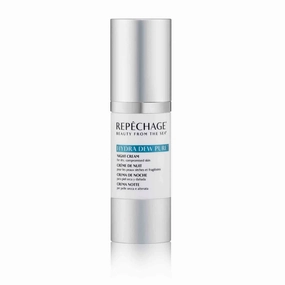 Repechage Hydra Dew Pure Night Cream for Dry Skin - Anti Aging Evening Cream with Peptides and Hyaluronic Acid, Diminishes Fine Lines and Wrinkles, 1fl oz.