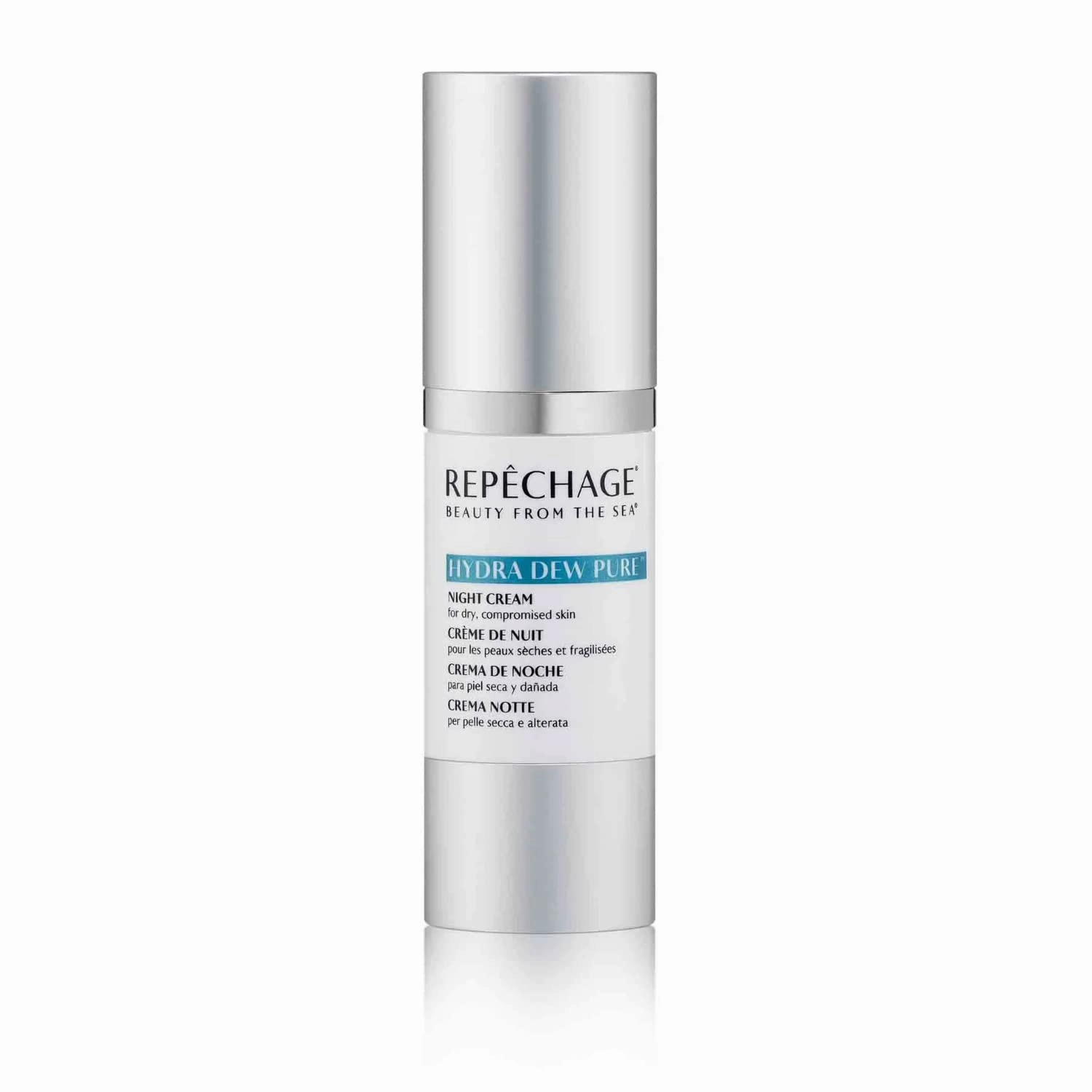 Repechage Hydra Dew Pure Night Cream for Dry Skin - Anti Aging Evening Cream with Peptides and Hyaluronic Acid, Diminishes Fine Lines and Wrinkles, 1fl oz.
