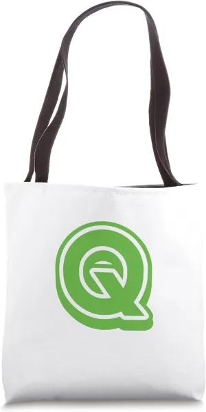 Retro Bold Letter GREEN - Q - Outline Design - Alphabet Tote Bag