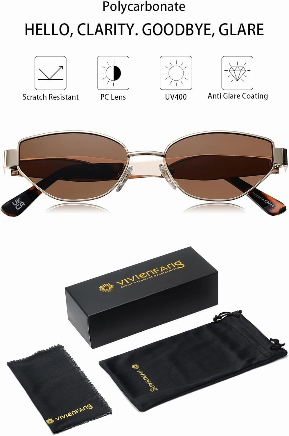 Retro Cat Eye Sunglasses for Women, Trendy 2025 Women's Shades, Fashion Cateye Sun Glasses UV Protection VF2249