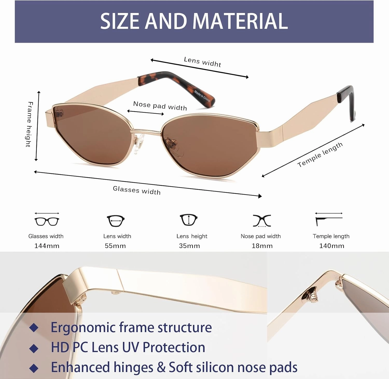 Retro Cat Eye Sunglasses for Women, Trendy 2025 Women's Shades, Fashion Cateye Sun Glasses UV Protection VF2249