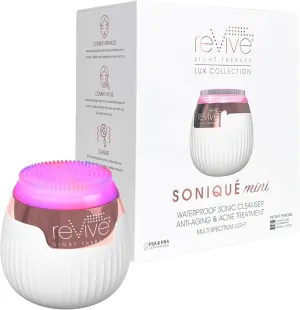 Revive LED Technologies Lux Collection Soniqué Mini Sonic Facial Cleansing Brush with Red & Blue Light Therapy, Reduces Appearance of Acne & Wrinkles