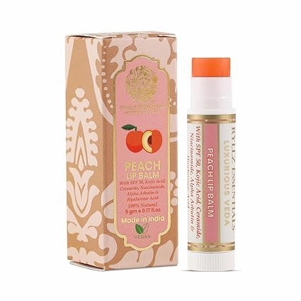 RI RYLLZ_ESSENTIALS Peach Lip Balm | SPF 50 PA    | With Shea Butter, Kojic Acid, Ceramide, Niacinamide, Alpha Arbutin & Hyaluronic Acid | Peach Tint | For Lip Lightening & Moisturized Lips | 5 Gm
