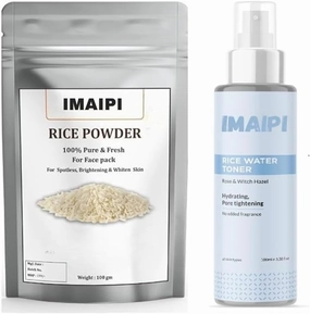 Rice Powder Face Pack 100g and Rice Water Toner 100ml Set, Skin Brightening and Hydrating
