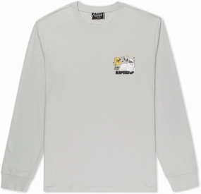 RIPNDIP Grey No Music No Life Long Sleeve Shirt – Bold Graphic with Lord Nerm Vibes