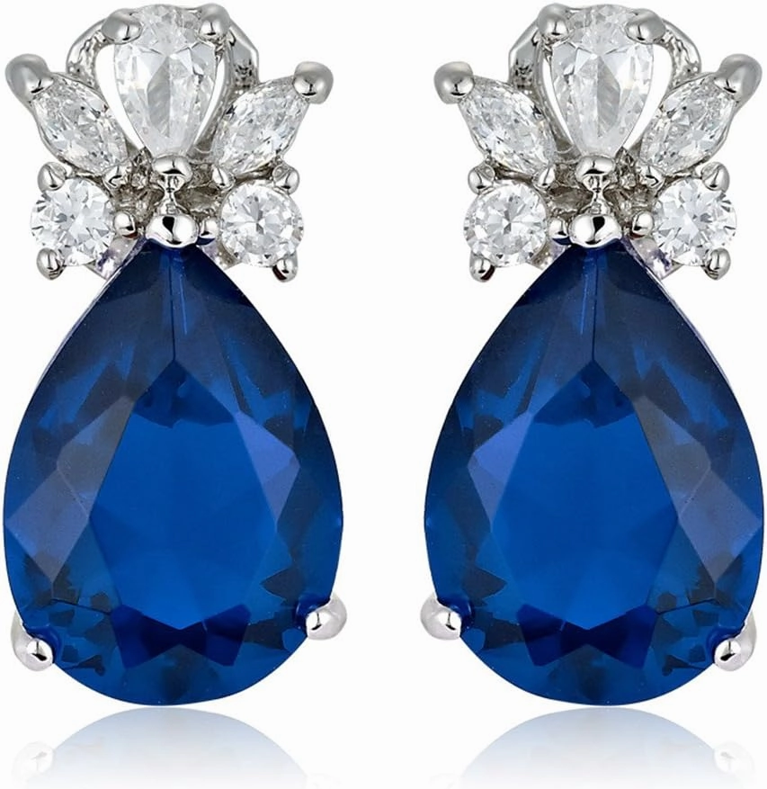 RIZILIA Blue Sapphire Jewelry Set - Tennis Bracelet & Stud Earrings