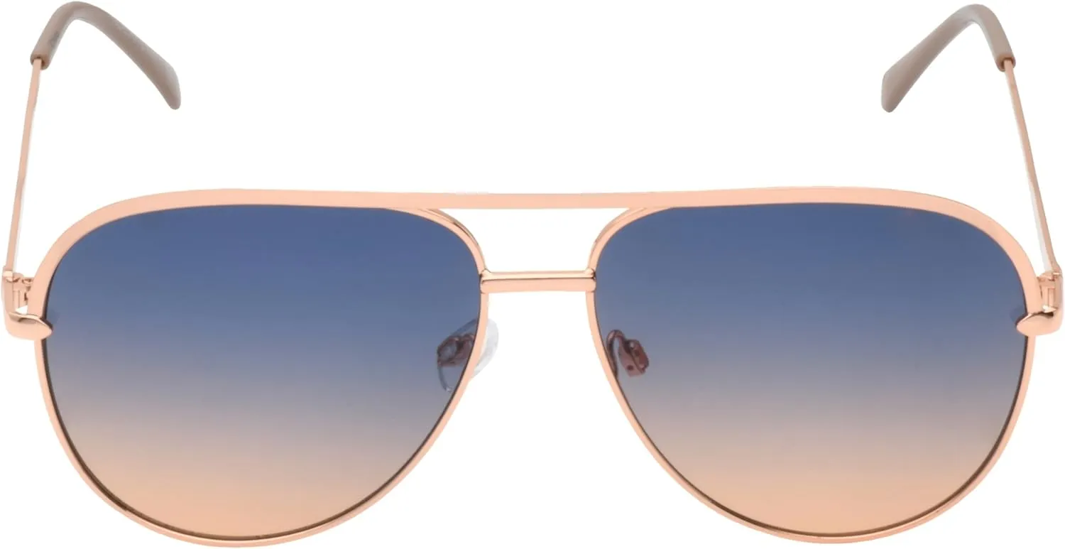 Rocawear R3406 Metal Uv400 Protective Flat Lens Aviator Pilot Sunglasses. Gifts for Women with Flair, 59 Mm