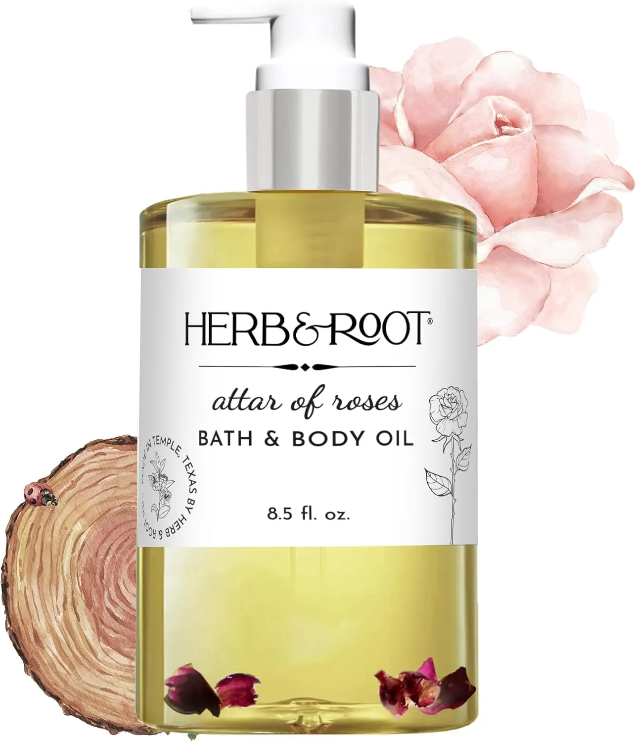 Rose & Sandalwood Multi-Use Bath Oil: Magic Body Oil & Moisturizer for Dry Skin with Almond, Rice Bran & Grapeseed - 8.oz Body Oils for Women