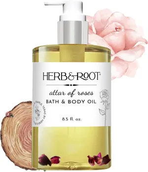Rose & Sandalwood Multi-Use Bath Oil: Magic Body Oil & Moisturizer for Dry Skin with Almond, Rice Bran & Grapeseed - 8.oz Body Oils for Women