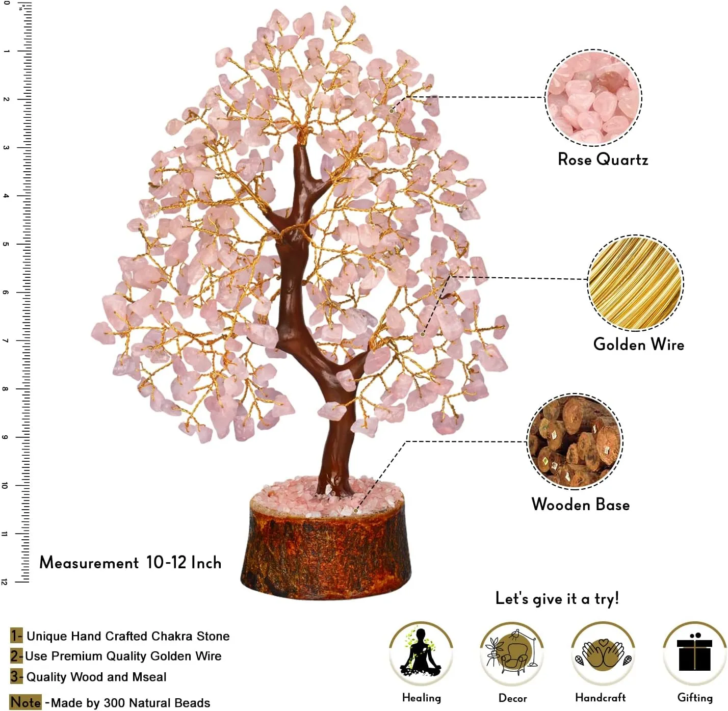 Rose Quartz Crystal Tree - Gemstone Bonsai Love Tree - Fengshui Crystal for Postive Energy - Crystal Gift For Women - Feng Shui Crystal Money Tree - Crystal Quartz Tree - Pink Decor - Zen Good Luck