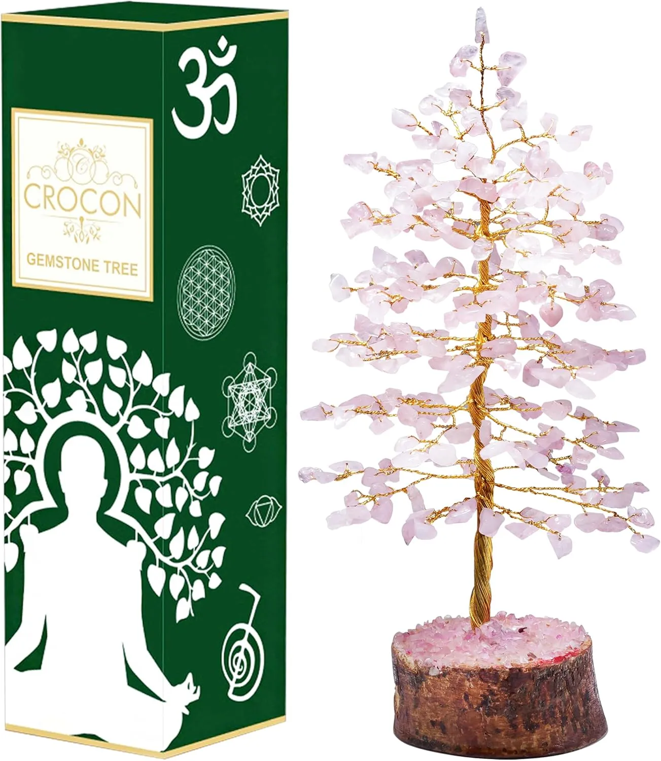 Rose Quartz Crystal Tree of Life - Chakra Tree for Positive Energy, Feng Shui Decor - Handmade Gemstone Bonsai, Pink Healing Crystal, Good Luck Money, Natural Gem, Meditation, Spiritual Gift