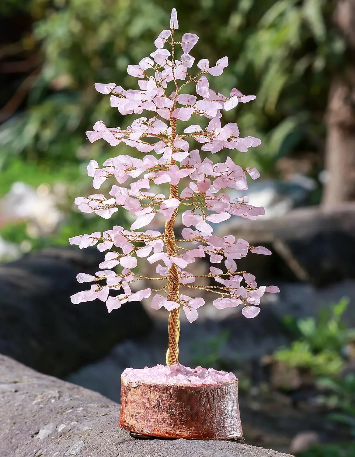 Rose Quartz Crystal Tree of Life - Chakra Tree for Positive Energy, Feng Shui Decor - Handmade Gemstone Bonsai, Pink Healing Crystal, Good Luck Money, Natural Gem, Meditation, Spiritual Gift