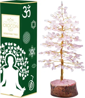 Rose Quartz Crystal Tree of Life - Chakra Tree for Positive Energy, Feng Shui Decor - Handmade Gemstone Bonsai, Pink Healing Crystal, Good Luck Money, Natural Gem, Meditation, Spiritual Gift