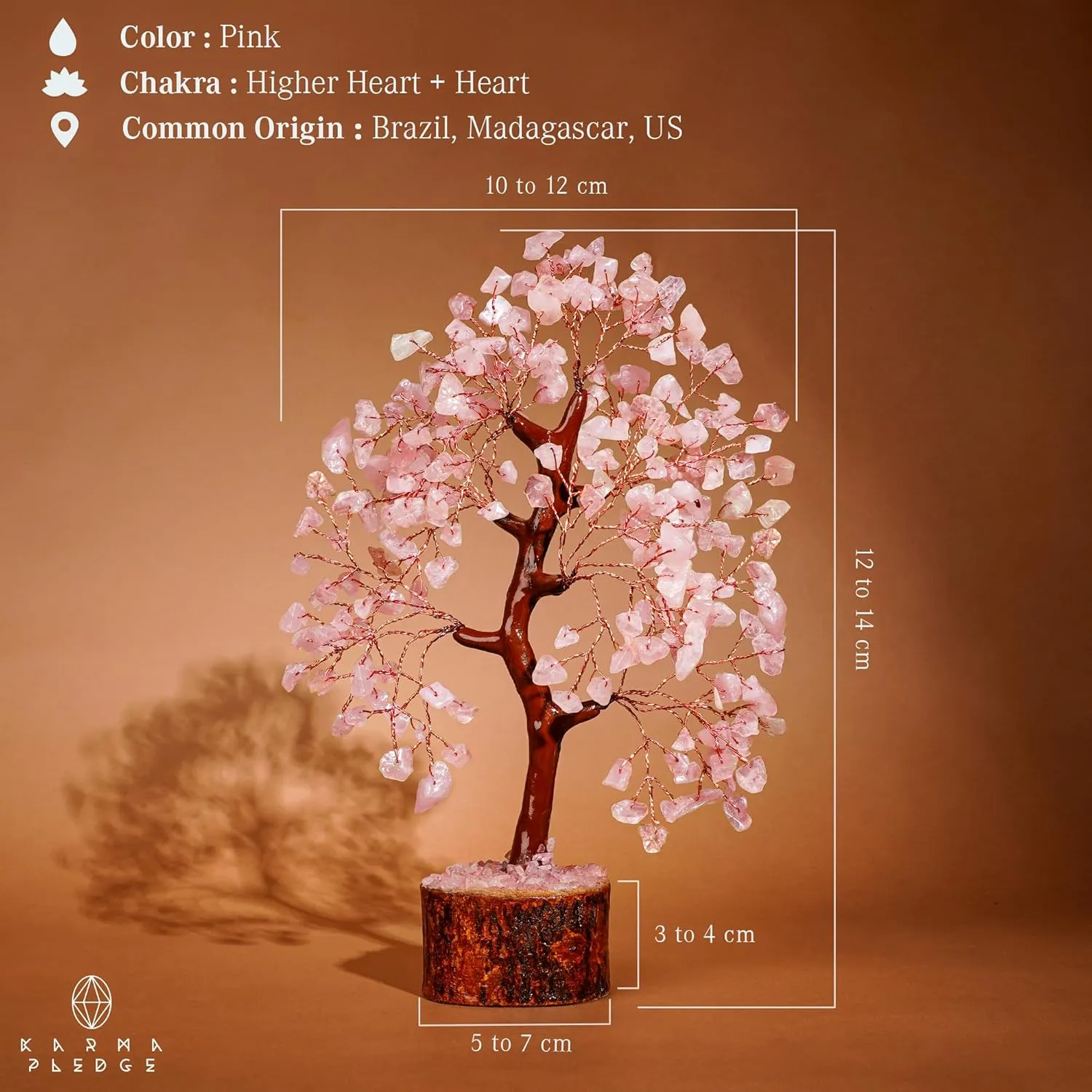 Rose Quartz Crystal Tree of Life for Women Office Decor, Good Luck, Money, Meditation, Positivity, Handmade Healing Crystal Stones Bonsai Tree Spiritual Birthday Gifts for Women