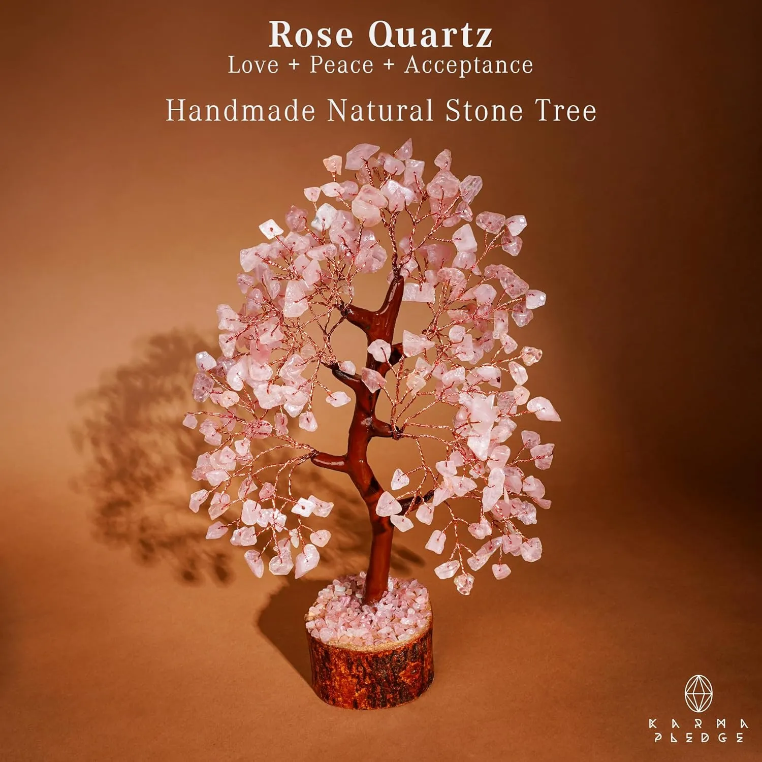 Rose Quartz Crystal Tree of Life for Women Office Decor, Good Luck, Money, Meditation, Positivity, Handmade Healing Crystal Stones Bonsai Tree Spiritual Birthday Gifts for Women