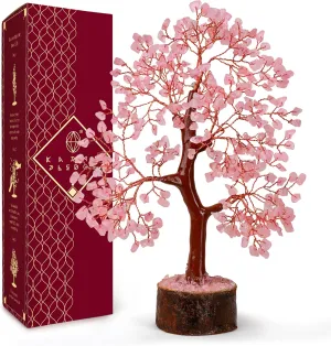 Rose Quartz Crystal Tree of Life for Women Office Decor, Good Luck, Money, Meditation, Positivity, Handmade Healing Crystal Stones Bonsai Tree Spiritual Birthday Gifts for Women
