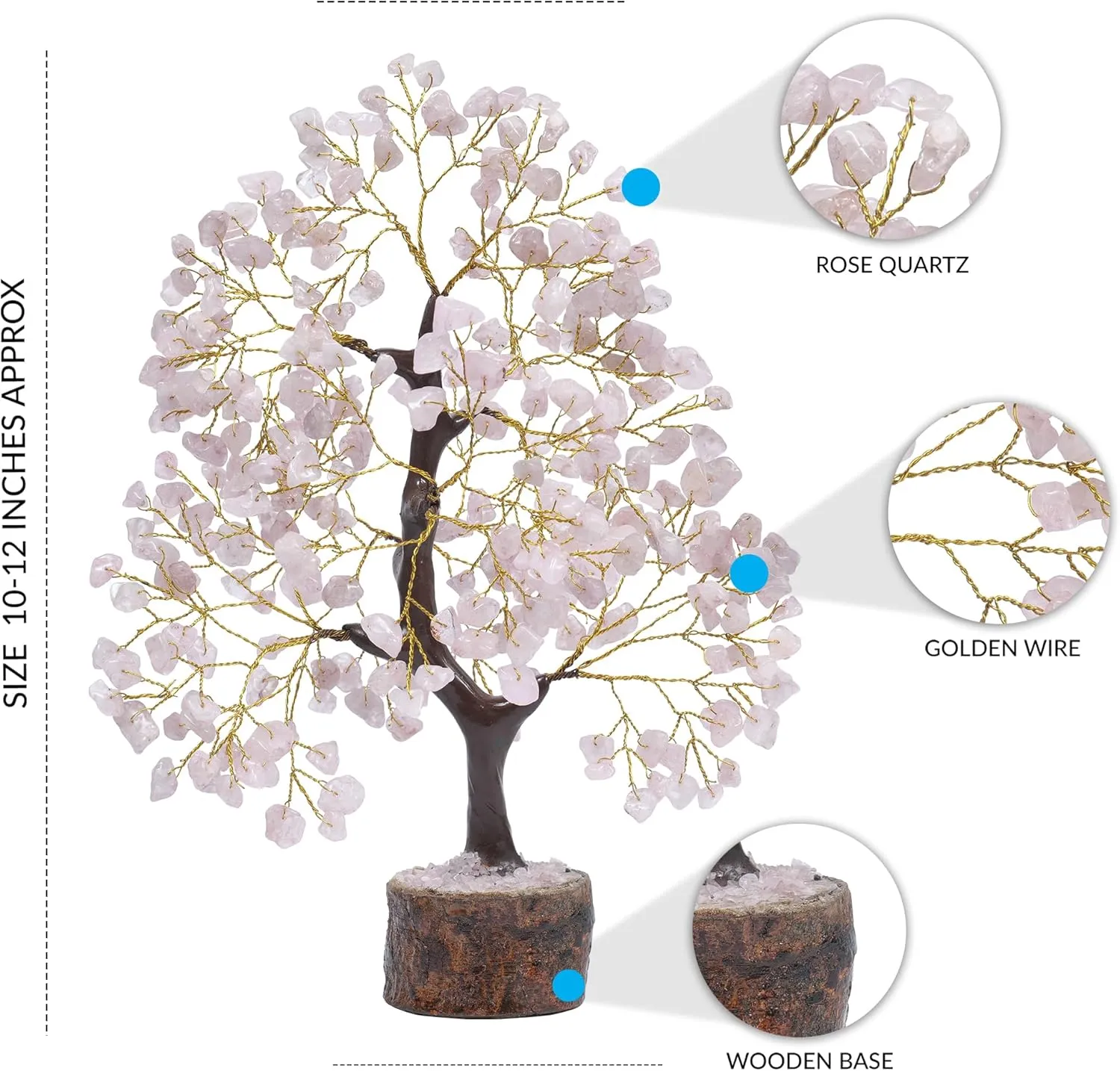 Rose Quartz Crystals & Money Tree - Pink Room Decor & Spiritual Gems - Crystal Gifts