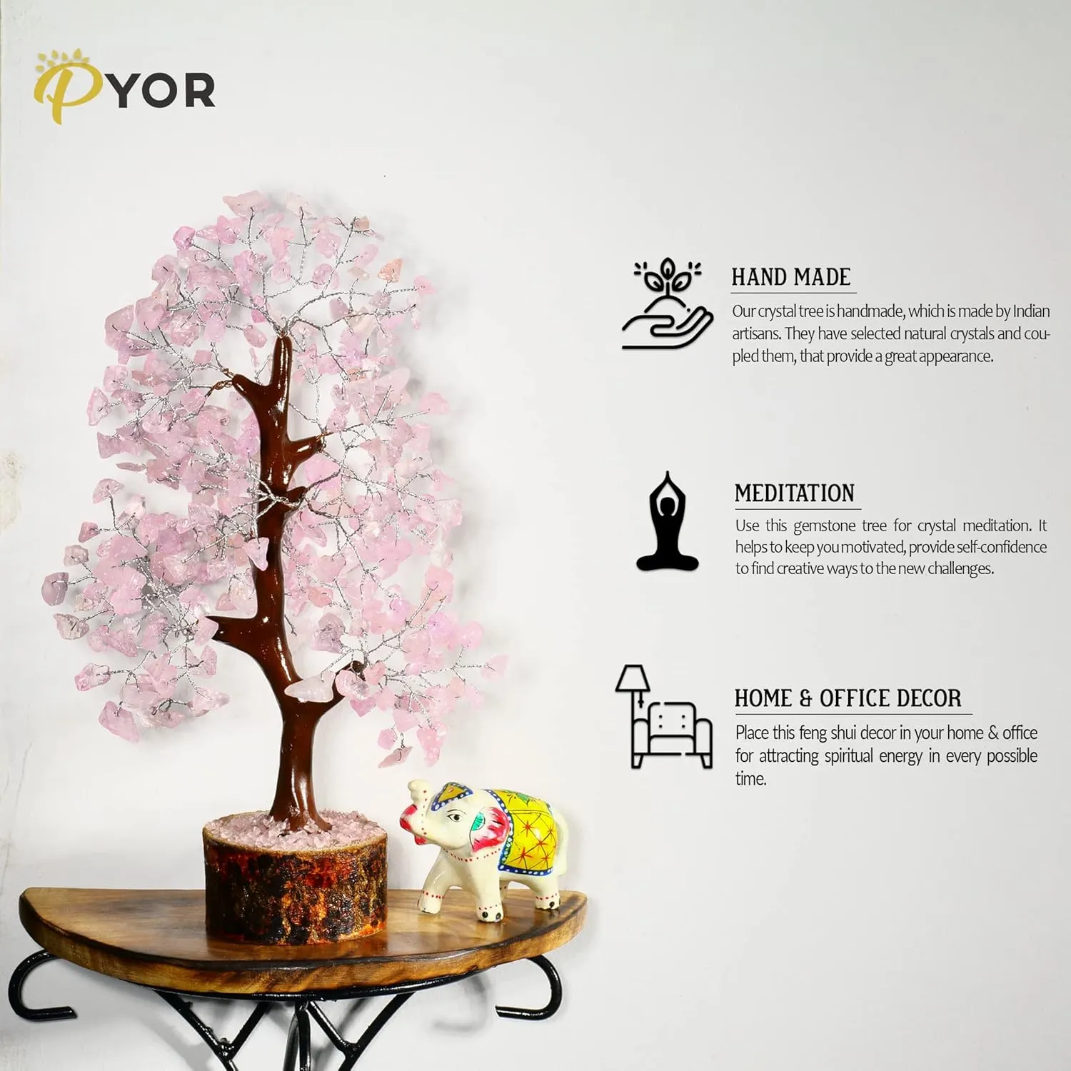 Rose Quartz, Stone Money Tree, Spiritual Gifts, Rose Quartz Tree, Pink Office Decor, Crystal Rose Tree, Feng Shui Decor, Healing Crystals and Gems, Spiritual Room Decor, Hippie Gifts, Gem Tree