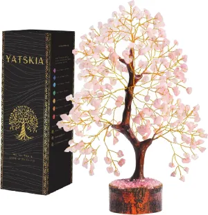 Rose Quartz Tree, Rose Quarts Tree - Crystal Decor - Quartz Money Tree, Original Feng Shui Tree - Crystals Decor - Home Decorations for Living Room - Tree of Life Decor