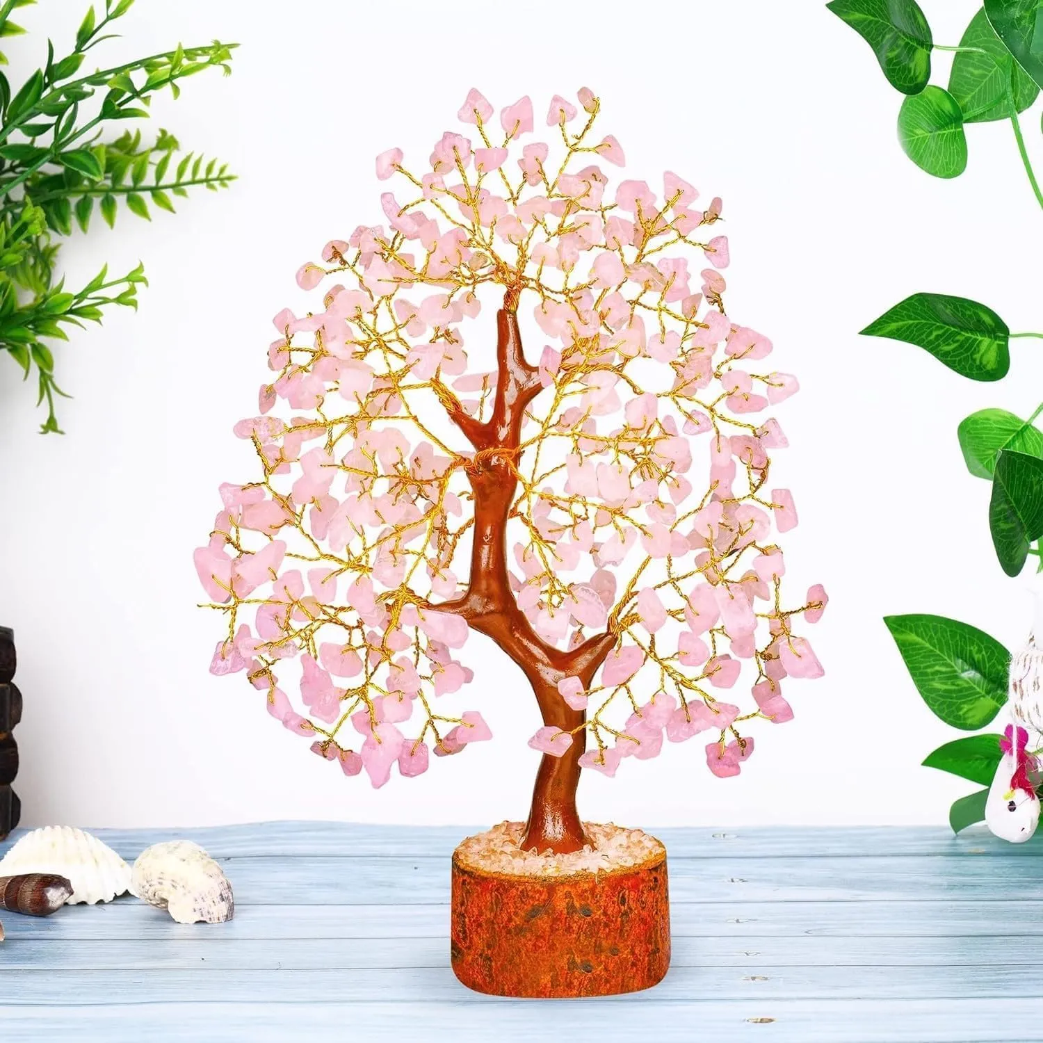 Rose Quartz Tree, Rose Quarts Tree - Crystal Decor - Quartz Money Tree, Original Feng Shui Tree - Crystals Decor - Home Decorations for Living Room - Tree of Life Decor