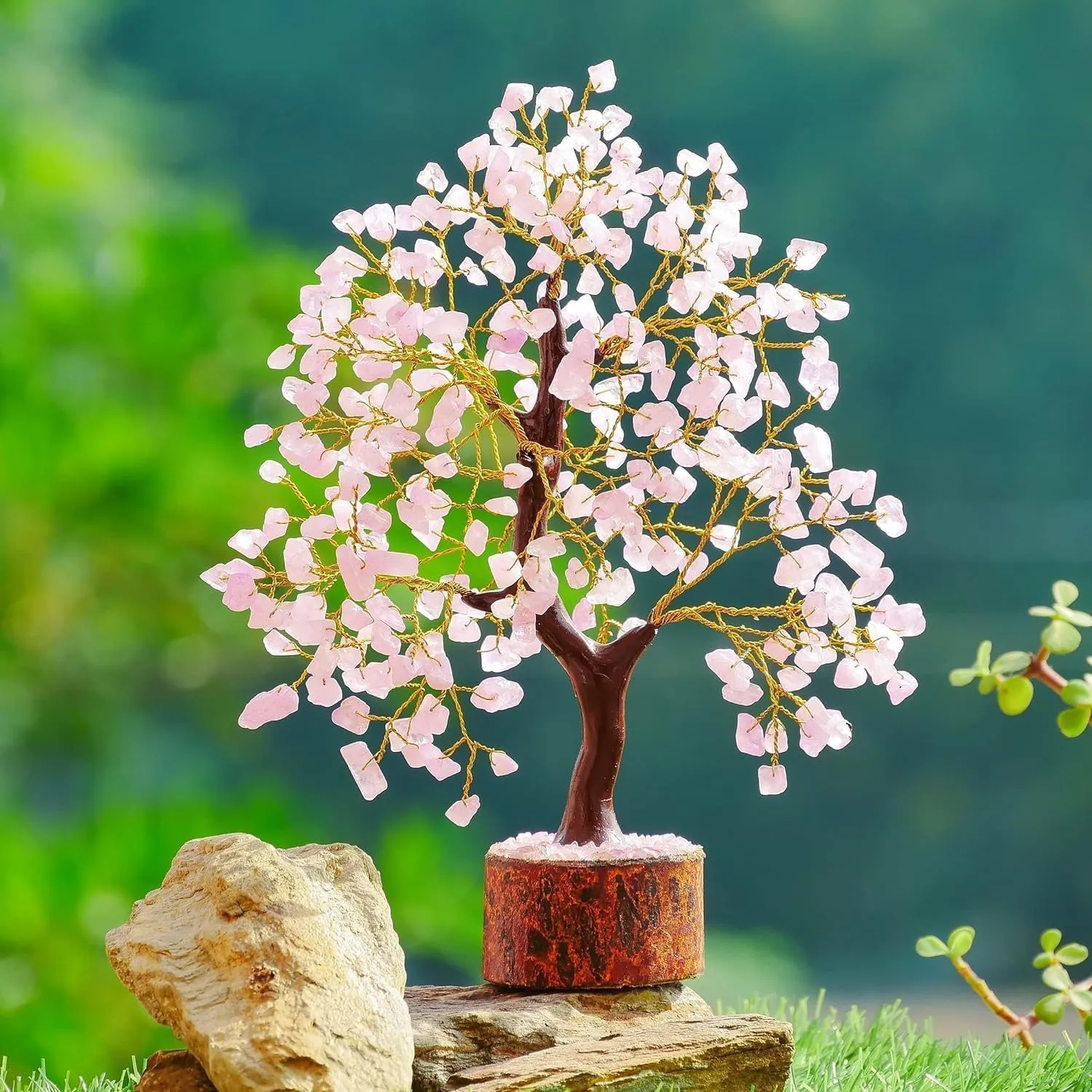 Rose Quartz Tree, Rose Quarts Tree - Crystal Decor - Quartz Money Tree, Original Feng Shui Tree - Crystals Decor - Home Decorations for Living Room - Tree of Life Decor
