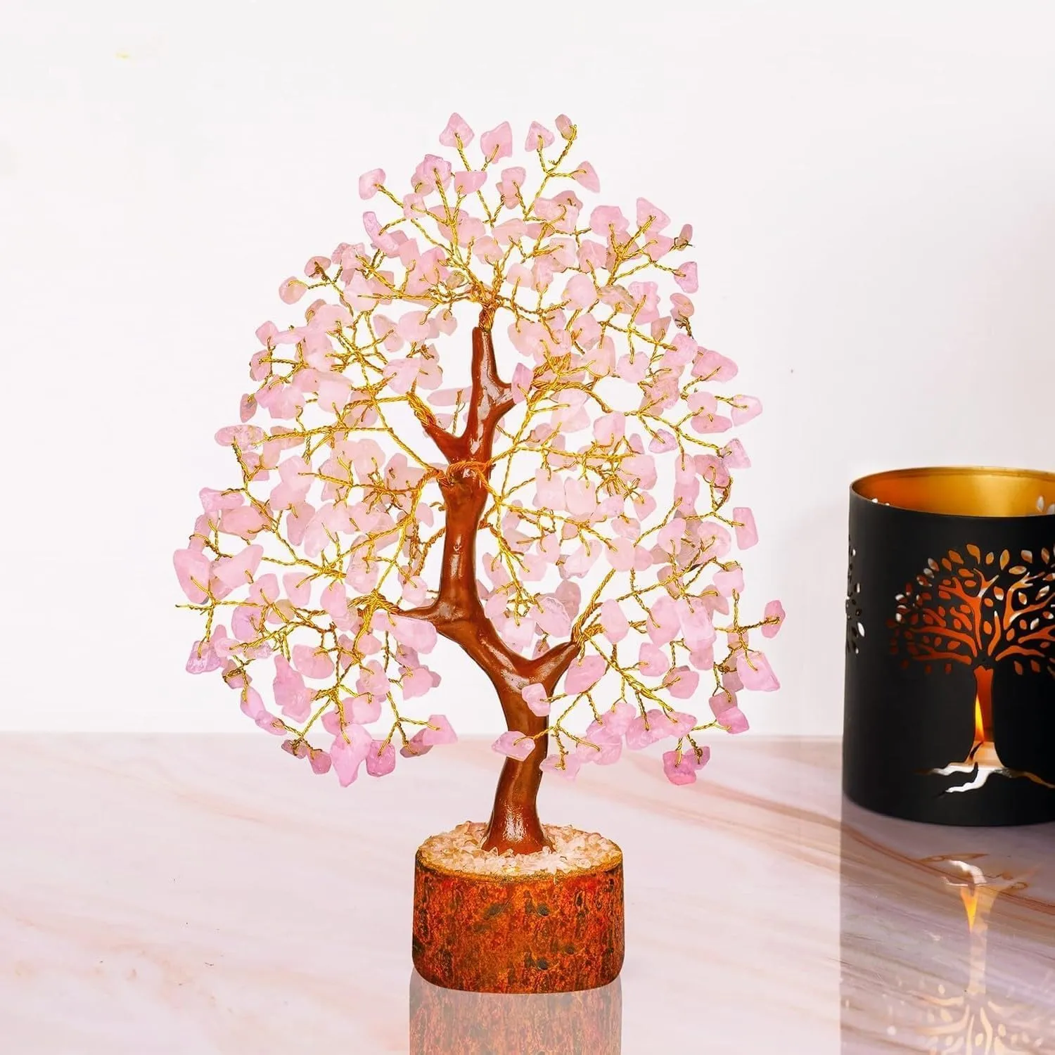 Rose Quartz Tree, Rose Quarts Tree - Crystal Decor - Quartz Money Tree, Original Feng Shui Tree - Crystals Decor - Home Decorations for Living Room - Tree of Life Decor