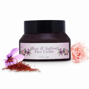 Rose & Saffron Face Cream for fine lines, wrinkles, & Patchy Complexion | Essential oils Helps reduce black & white heads, Suitable For All Skin Type | 50g, 1.76 ounce