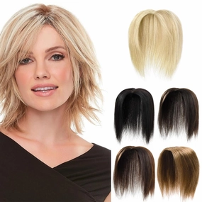 Rose bud Hair Toppers for Women Real HumanHair 10 Inch Golden Brown & Bleach Blonde Mixed 3D Cover Clip in Hair Pieces with Thinning Hair