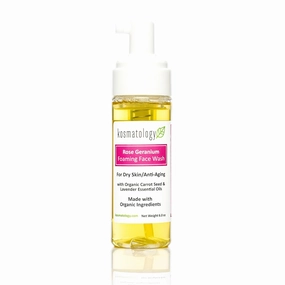 Rose Geranium Face Wash | Smooths Skin | Reduces Fine Lines, Wrinkles & Puffiness | Gentle Foaming Cleanser with Natural Ingredients for Youthful Skin | 6 oz