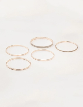 Rose Gold Glitter Paper & Diamante Bangles 5-Pack