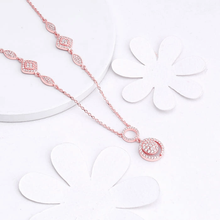 Rose Gold Radiant Halo Necklace