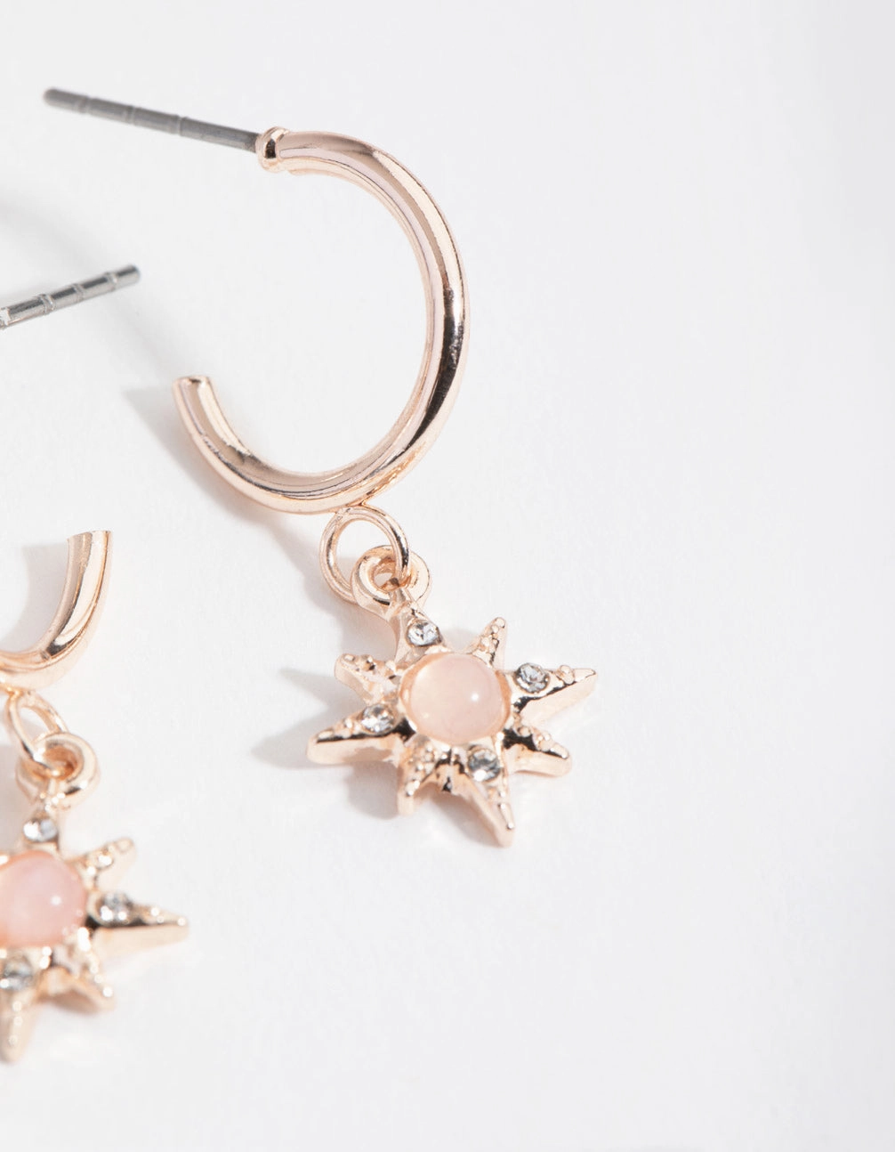 Rose Gold Star Drop Huggie Earrings