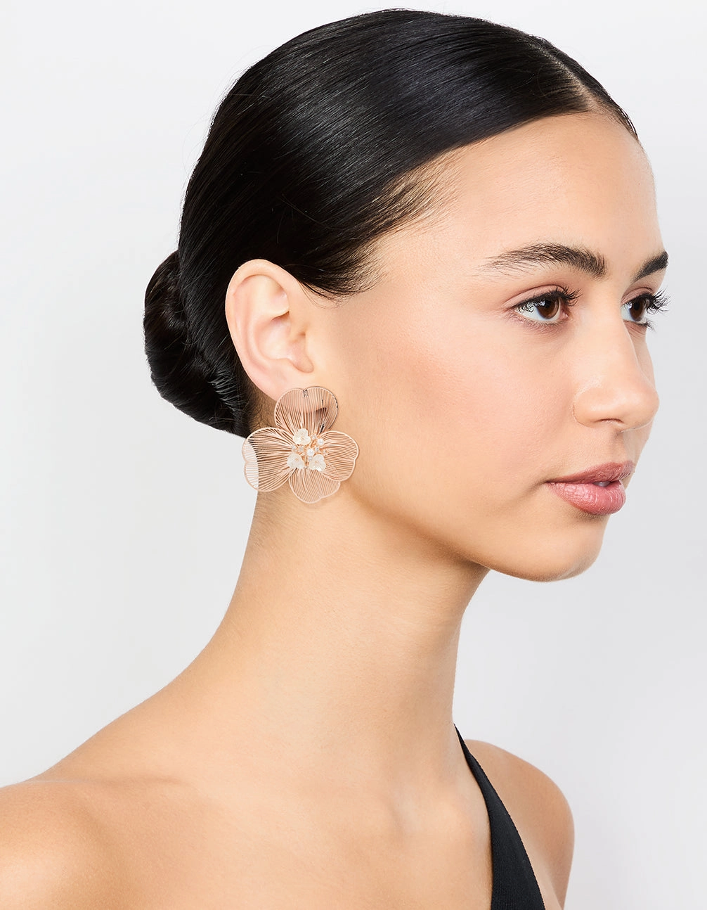 Rose Gold Statement Flower Stud Earrings