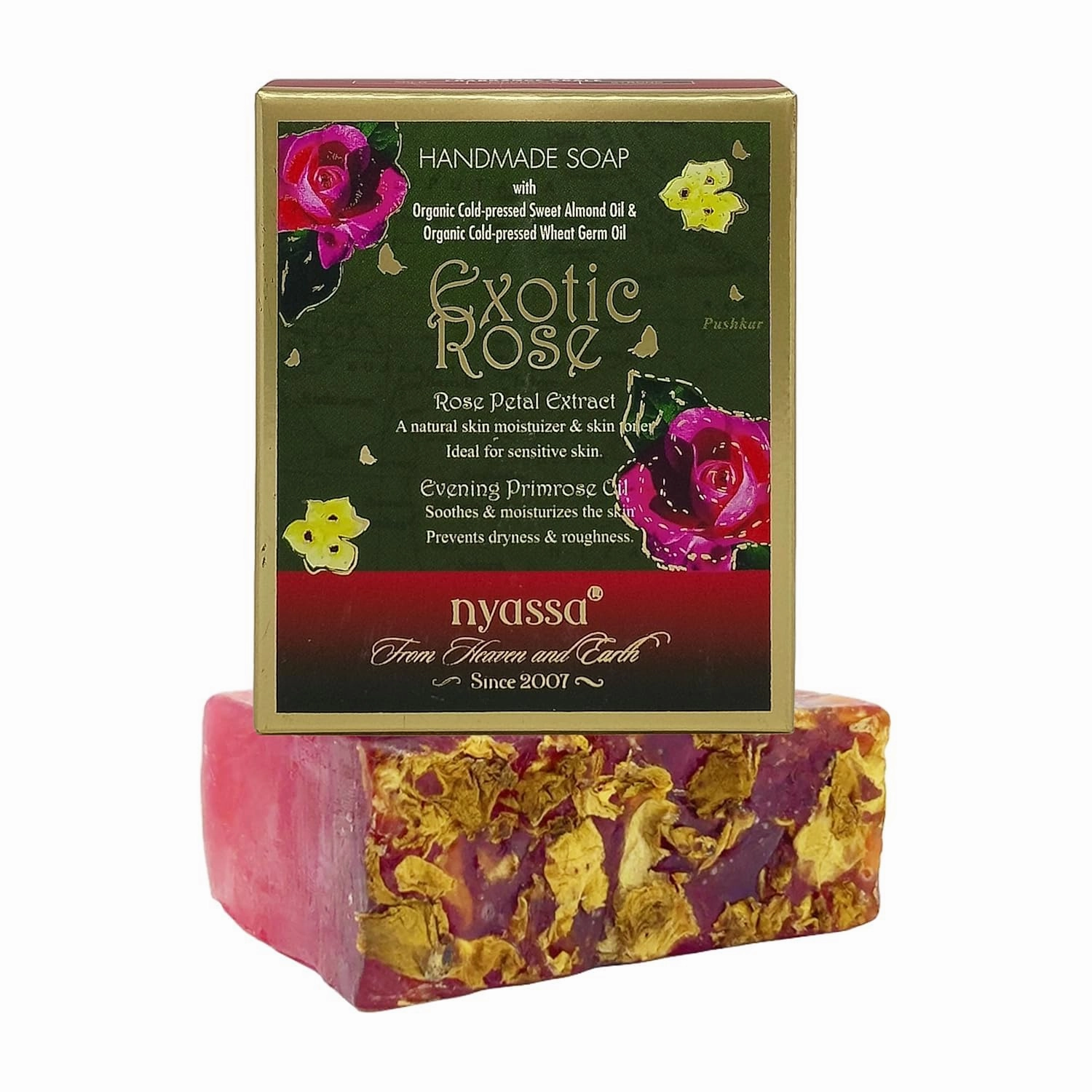Rose Handmade Natural Bathing Soap 150gm | Witch Hazel Extract and Evening Primrose Oil | Rose Fragrance | Smooth & Soft Skin | All Skin Type-150gm