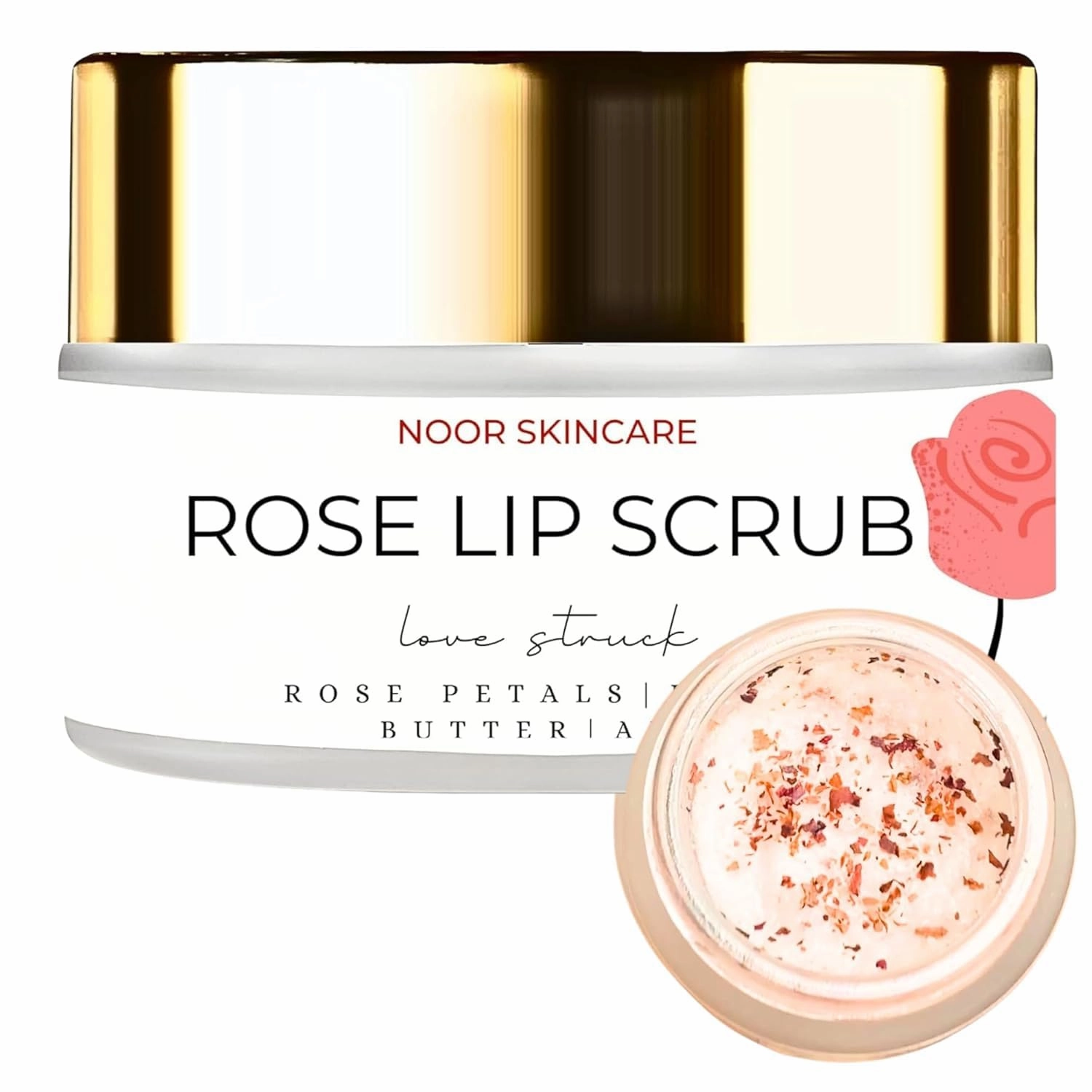 Rose Lip Scrub for Dark Lips, Bright and Smoky Removal, Exfoliator for Women/Men (15g)