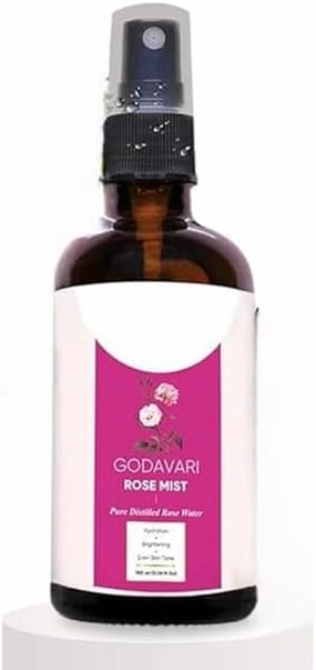 Rose Mist Face Toner, Pure Distilled Rose Water for Hydration, Brightening & Even Skin Tone - 100 ml (Pack of 1)