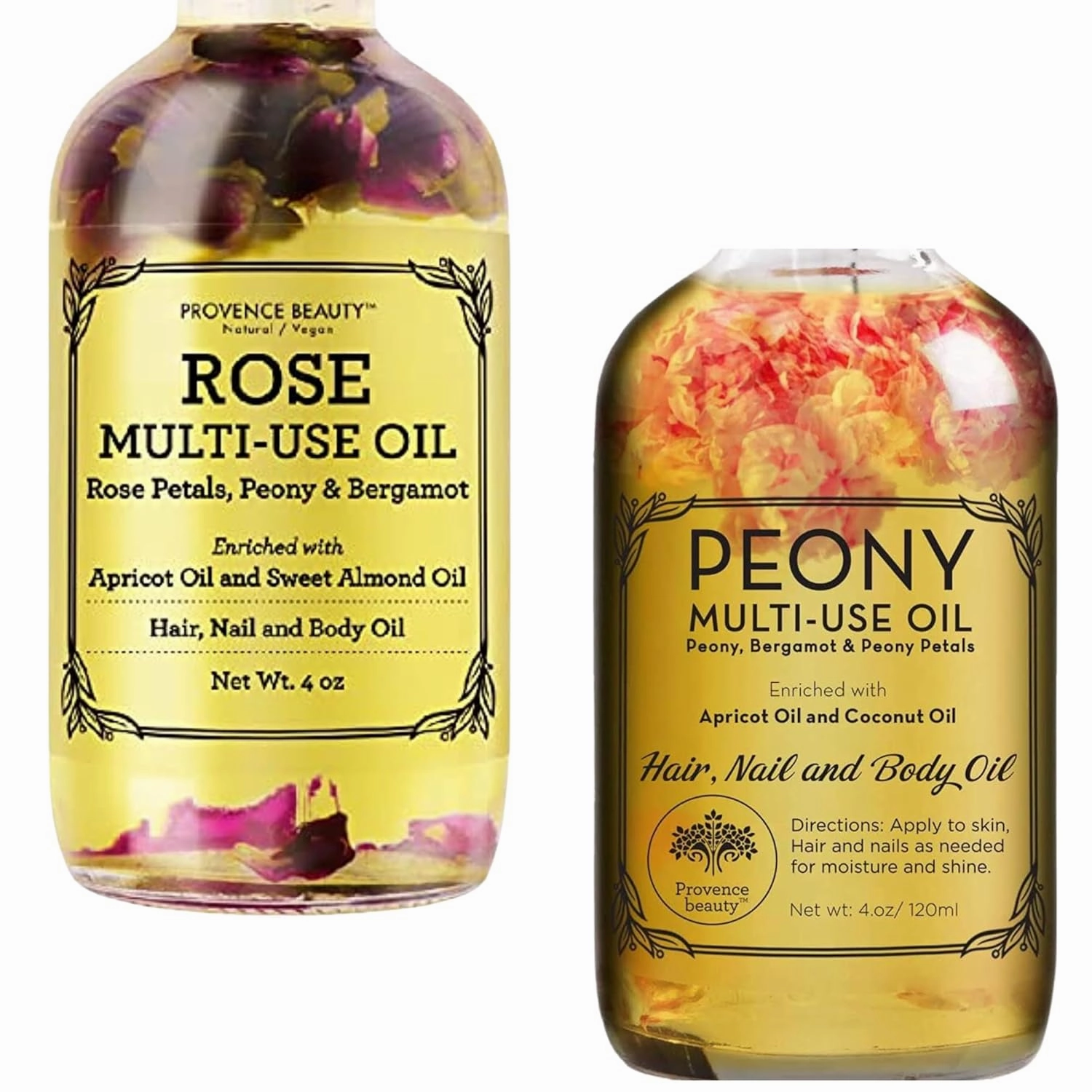 Rose Multi-Use Oil for Face, Body and Hair - Organic Blend of Apricot, Vitamin E - Body and Hair - Organic Blend of Apricot, Vitamin E and Sweet Almond Oil Moisturizer for Dry Skin