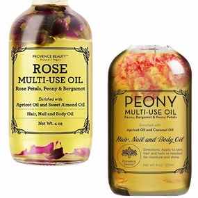 Rose Multi-Use Oil for Face, Body and Hair - Organic Blend of Apricot, Vitamin E - Body and Hair - Organic Blend of Apricot, Vitamin E and Sweet Almond Oil Moisturizer for Dry Skin