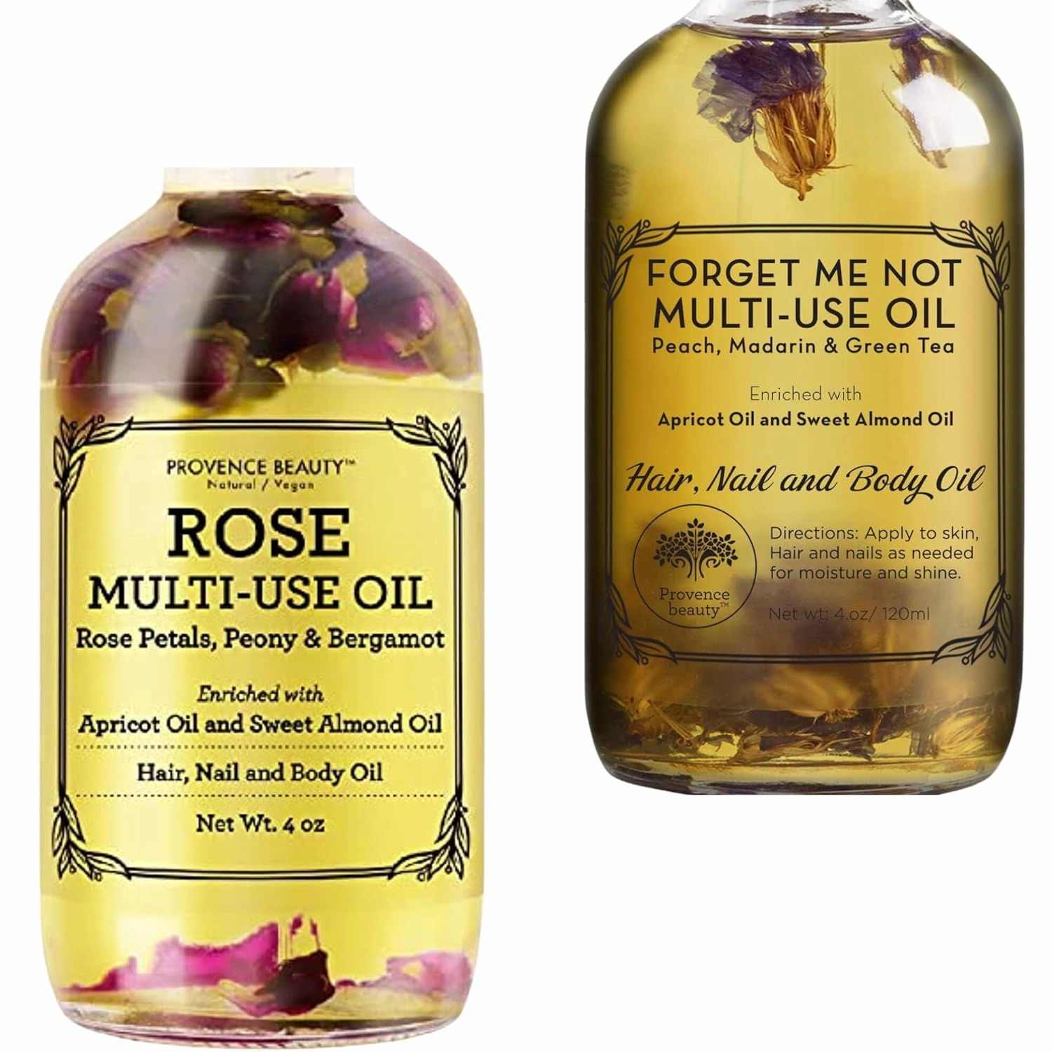 Rose Multi-Use Oil for Face, Body and Hair - Organic Blend of Apricot, Vitamin E - Multi-Use Oil for Face, Body and Hair - Forget Me Not - Organic Blend of Apricot