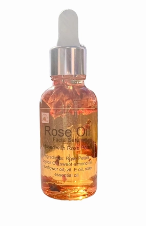 Rose Oil - Face and Body, Sweet Almond, Jojoba Oils, 8  Week Rose Petal Infusion, Chemical-Free, All Natural