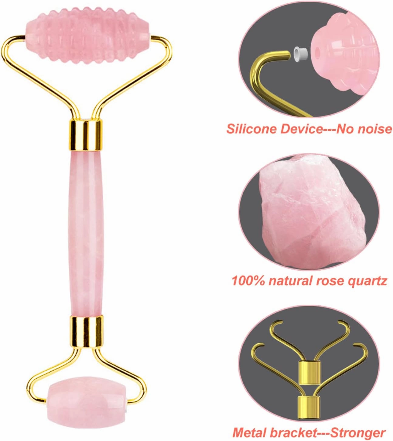 Rose Quartz Eye Sleep Mask Facial Massager Jade Roller Gua Sha Scraper,3pcs-Ci No Box