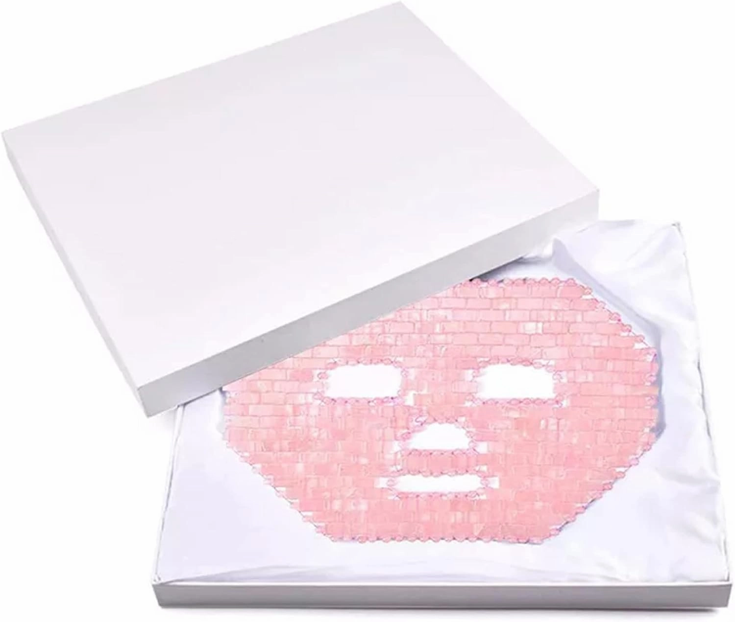Rose Quartz Face Mask Tools Facial Cooling Massager 100% Natural Jade Crystal Sleep Mask,Rose Quartz with Box