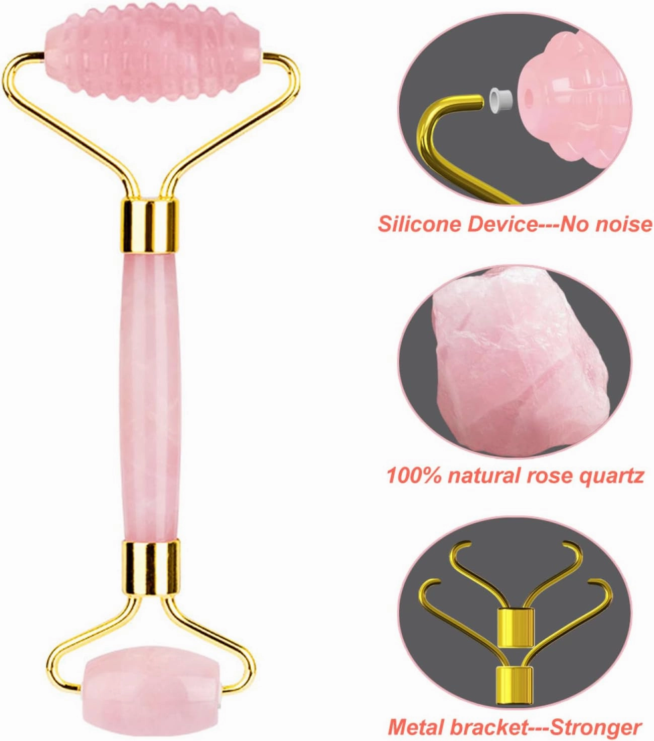Rose Quartz Jade Eye Mask Face Massager Roller Gouache Scraper Natural Stone Jade Roller Guasha Board Face Mask Facial Massager,3pcs Roller Set-Ci