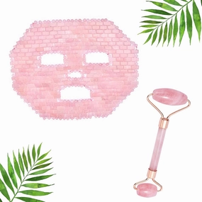 Rose Quartz Mask Full Face Mask Crystal Face Mask Crystal Eye Mask to reduce puffiness, promote relaxation, eye strain and many more. Spa Mask for face (Rose Quartz)