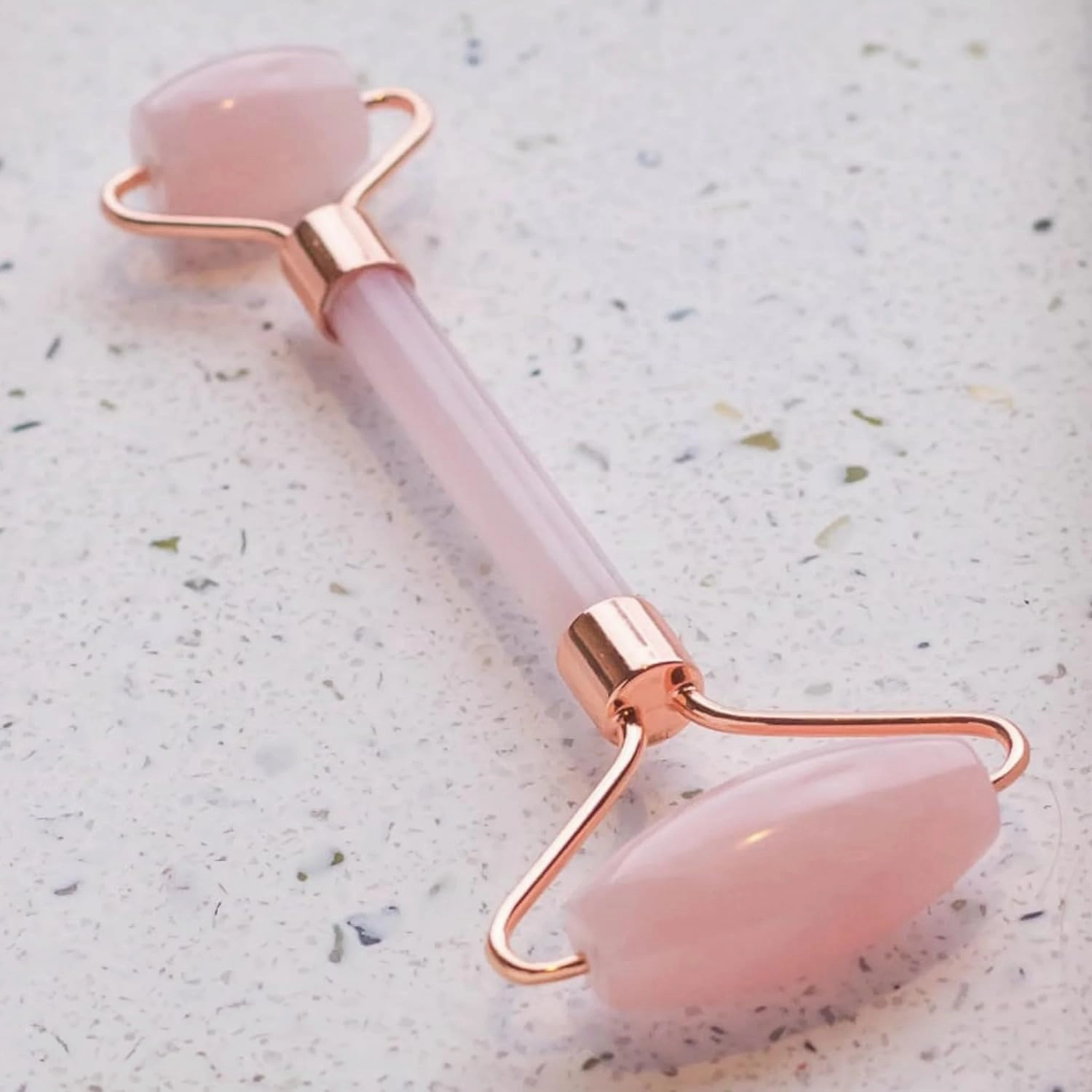 Rose Quartz Roller Natural Rose Healing Stone Facial Massager for Face Neck Healing Skin Wrinkles & Serum Application Gift for Her, Women
