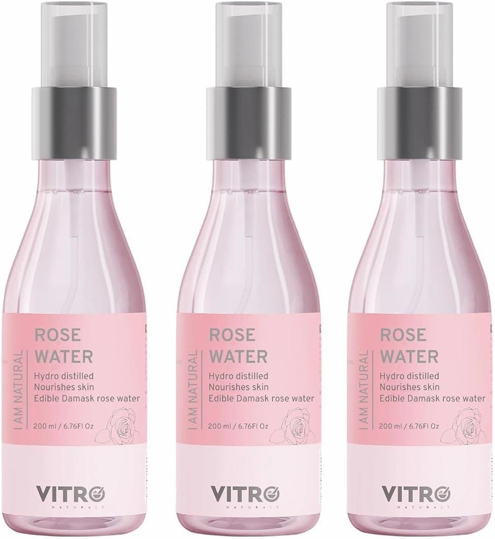 Rose Water Spray for Face | Pure Gulab Jal |Natural Toner for Hydrated, Glowing Skin (200 ml (Pack of 3))